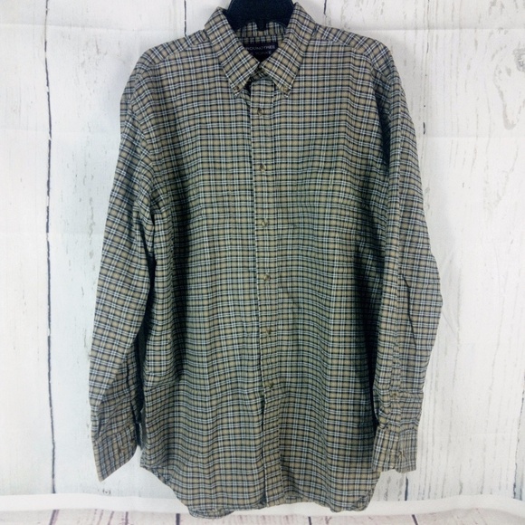 Roundtree & Yorke Green Plaid Button Down Shirt L - Picture 1 of 6